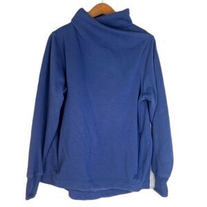 Athleta Blue Mock Neck Long Sleeve Fleece Lined Pullover Sweater Size Medium